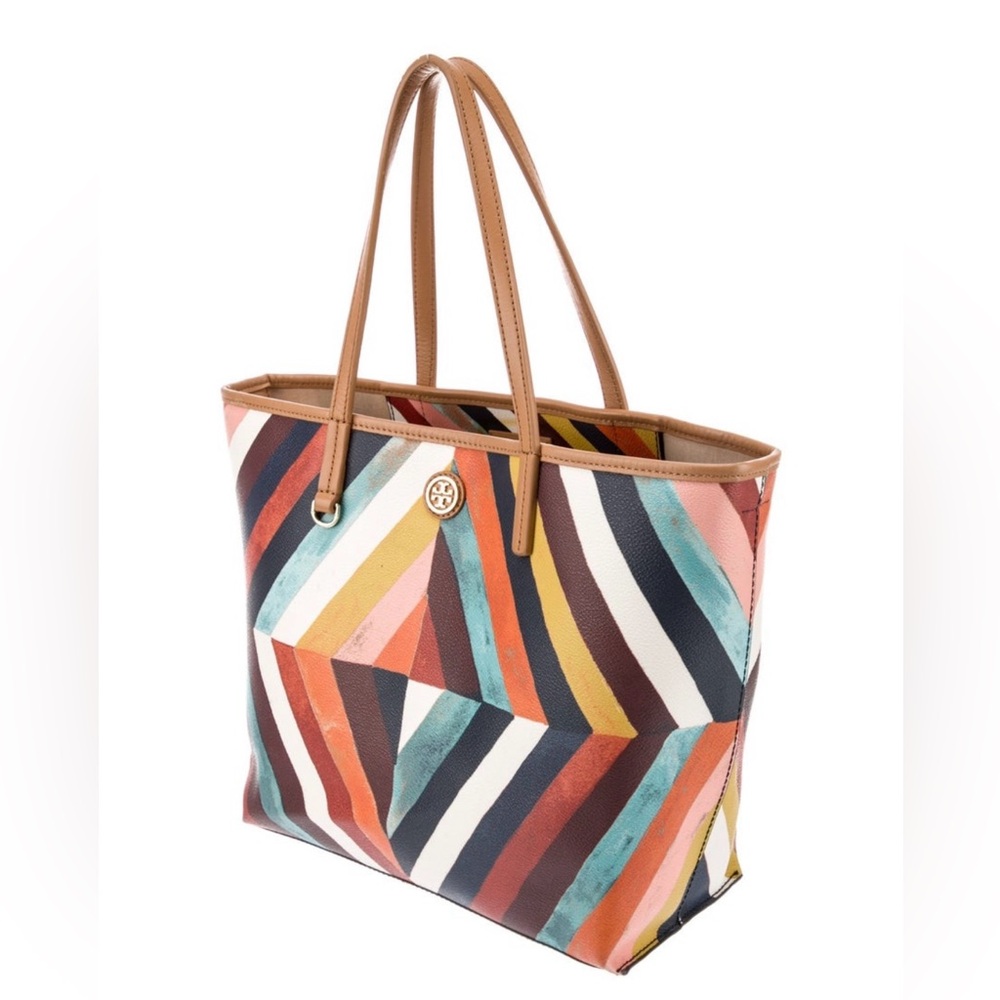 Tory Burch Coated Canvas Leather Trim Tote - Picture 5 of 6